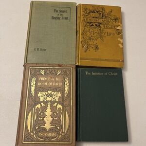 4 Antique Books, Imitation Of Christ, Prince House David, Singing Heart